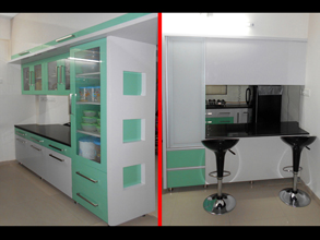 Modular Color Combination PVC Kitchen